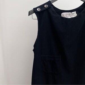 Vintage Suttles & Seawinds corduroy dress S black sleeveless pinafore apron long